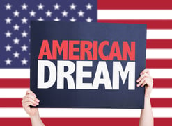American Dream card with USA background